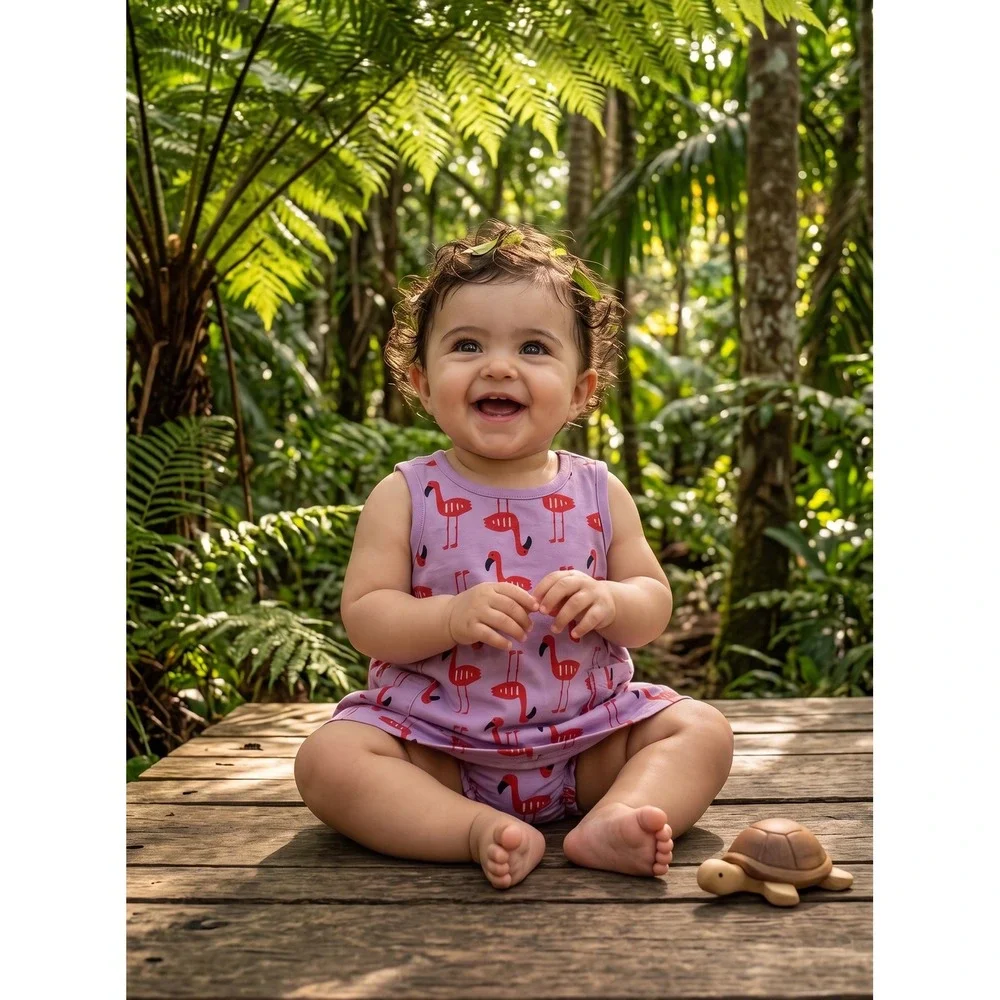 Hanna Andersson Flamingo Print Cotton Sleeveless Dress & Bloomer Set 2T